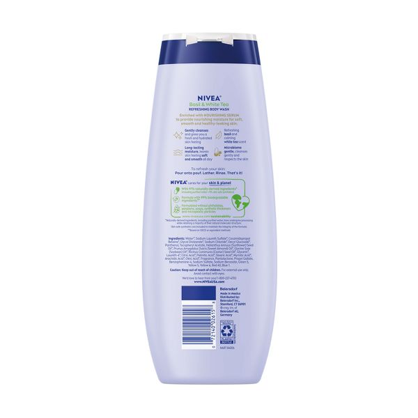 Nivea Basil and White Tea Refreshing Body Wash for Dry Skin - 20 fl oz