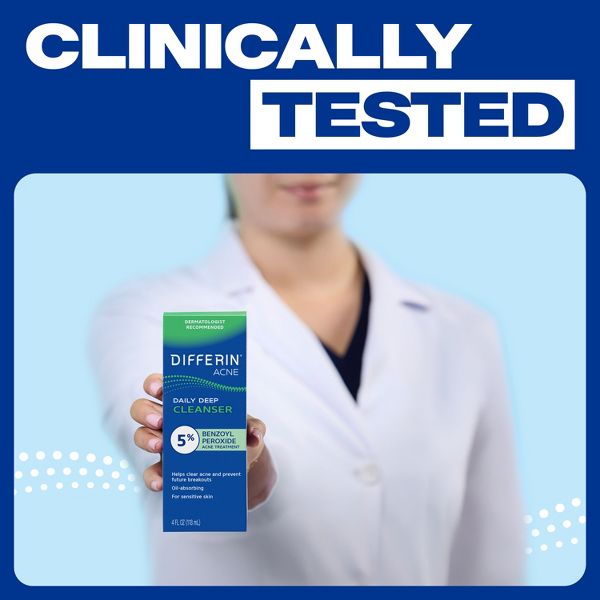 Differin Daily Acne Face Wash Cleanser with Benzoyl Peroxide - 4 fl oz