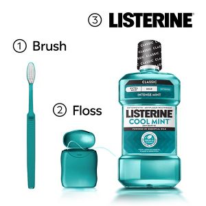 Listerine Antiseptic Intense Mouthwash for Bad Breath - Cool Mint - 500ml