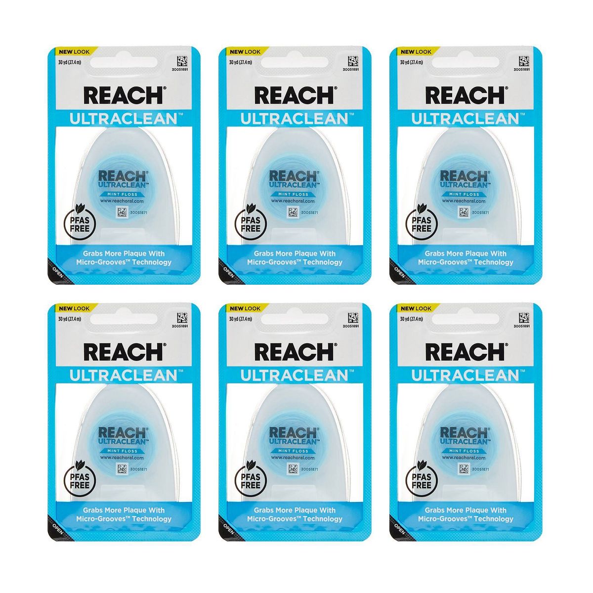 Reach Ultraclean Mint Waxed Dental Floss - 30yd/6pk