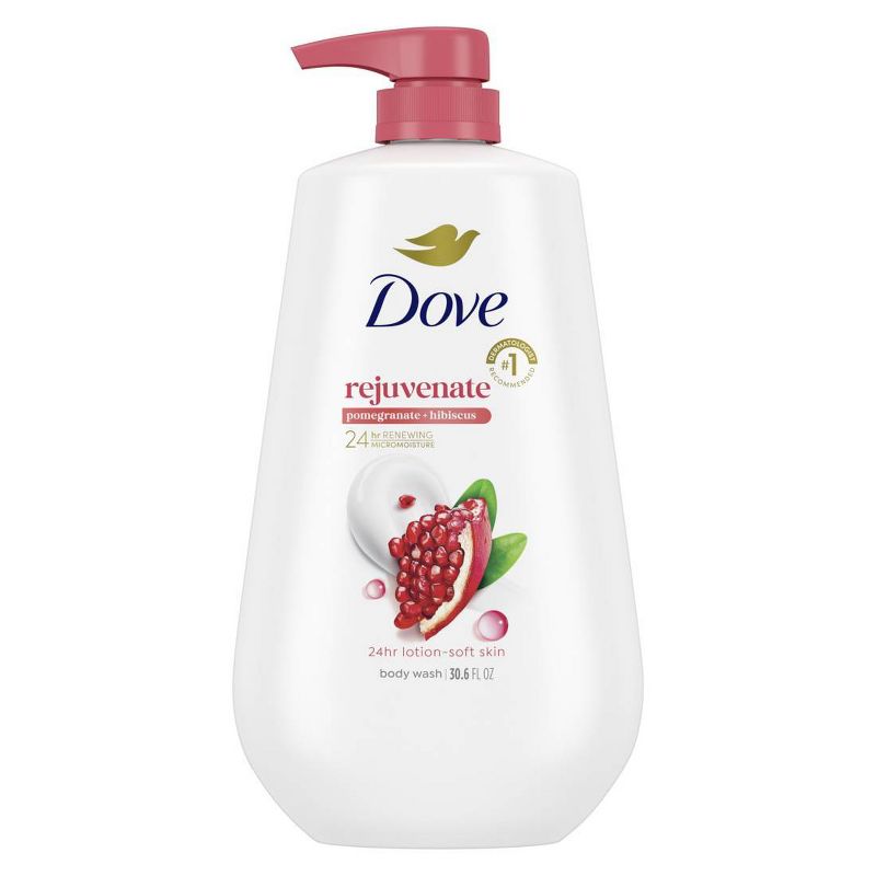 Dove Beauty Rejuvenate Body Wash Pump - Pomegranate & Hibiscus 24hr Lotion-Soft Skin - 30.6 fl oz