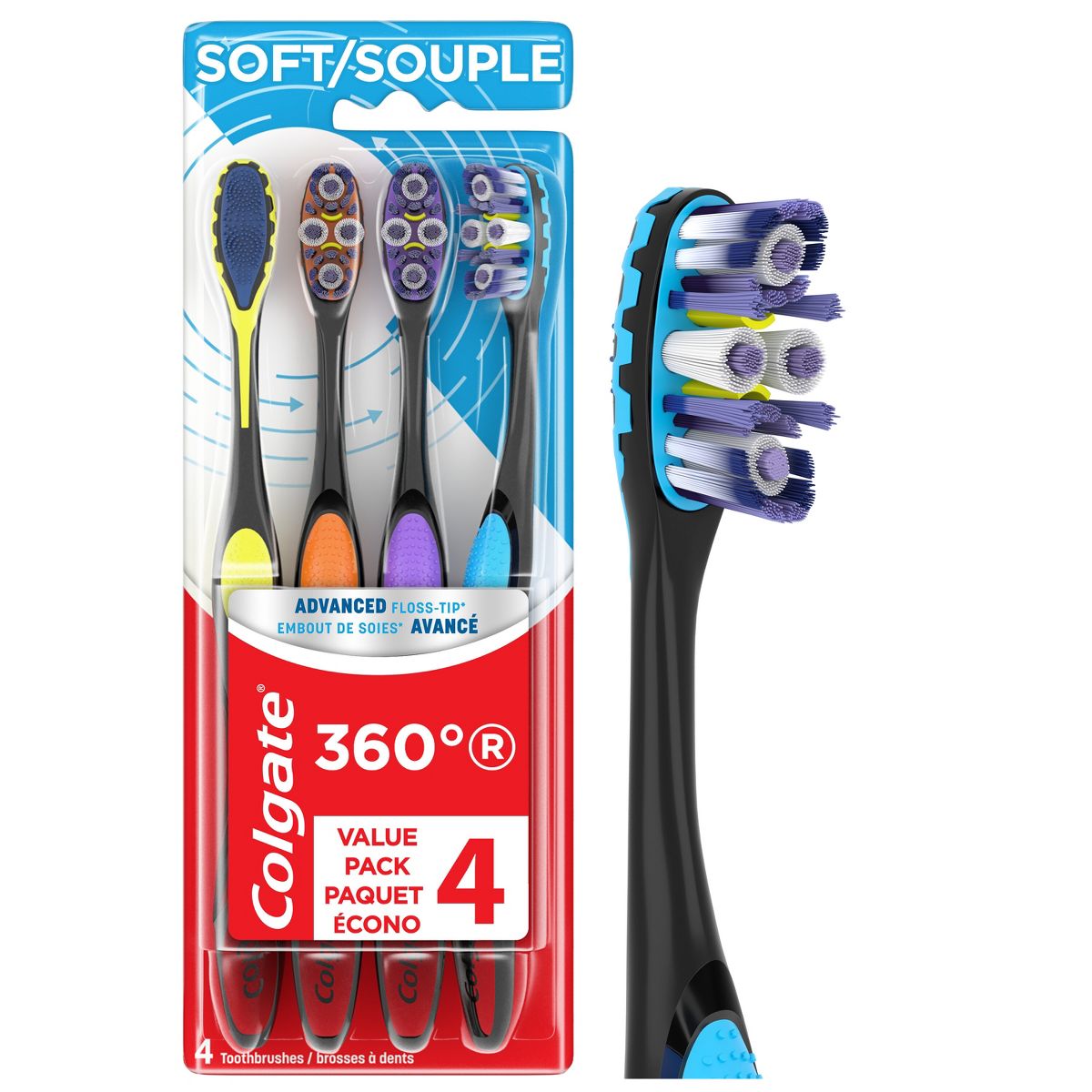 Colgate 360 Advanced Floss-Tip Manual Toothbrush - Soft - 2ct